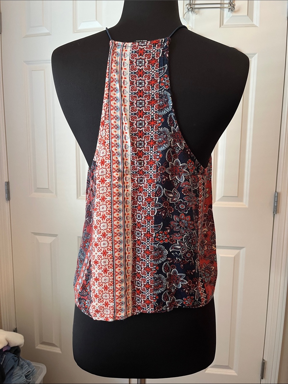 Forever 21 Red & Navy Bohemian Halter Camisole